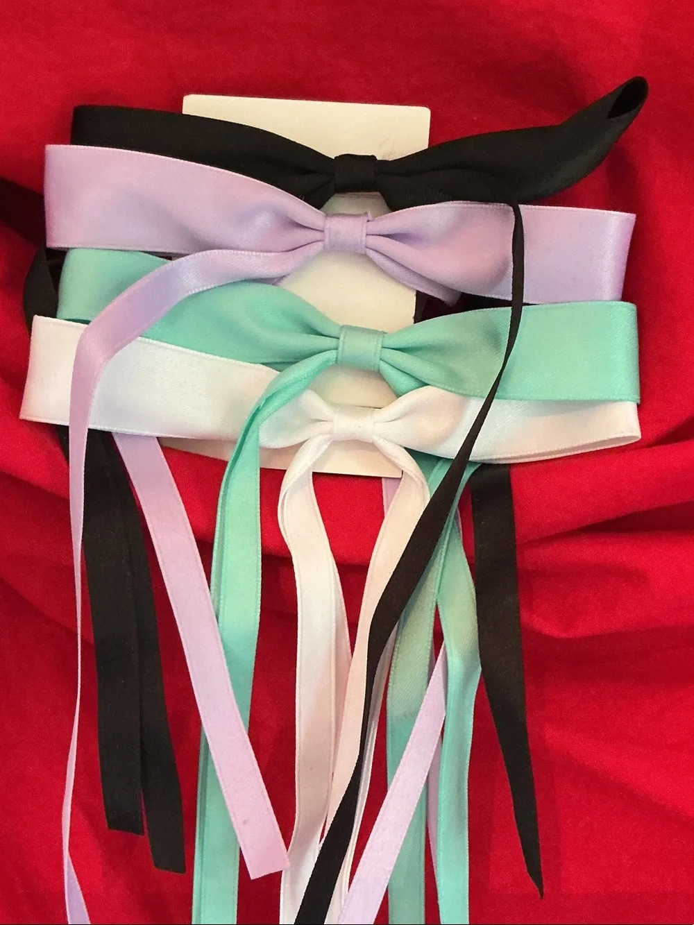 Satin Bow Headbands - Pastel Mint, Lilac, White & Black